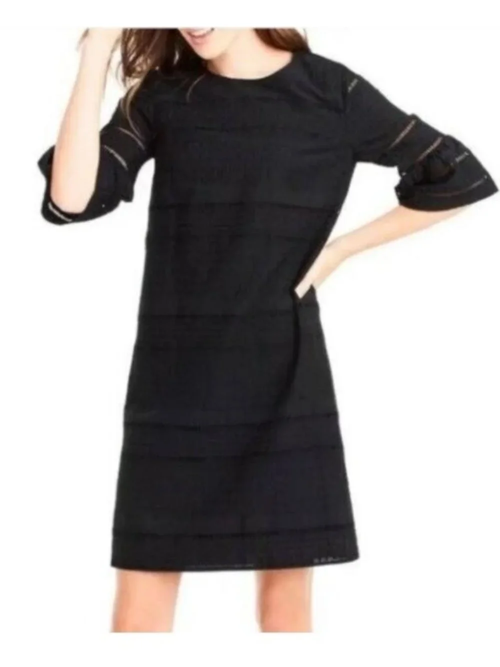 J. Crew | Flutter Sleeve Eyelet Shift Dress Black